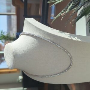 New Princess Cut Eternity 18K Gold over Brass CZ Tennis Necklace